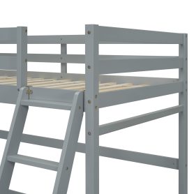 Twin Size High Loft Bed with inclined Ladder, Guardrails