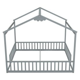 Double Twin House-style Floor Bed With Fence and Guardrails, Without Door 29 Double Twin House-Style Floor Bed With Fence, Guardrails, Without Door
