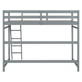 Twin Size High Loft Bed with inclined Ladder, Guardrails