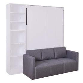 Full Size Murphy Bed With Sofa and Shelves