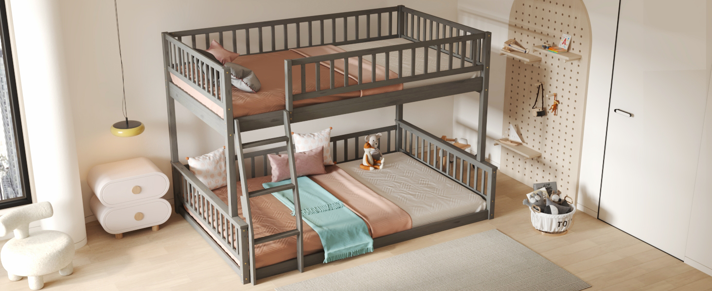 Full XL over Queen Bunk Bed with Ladder and Guardrails 7 Full XL over Queen Bunk Bed with Ladder and Guardrails