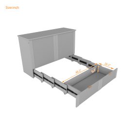 Full Size Murphy Bed with Drawer and a set of Sockets & USB Ports, Pulley Structure Design