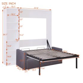 Full Size Murphy Bed With Sofa and Shelves