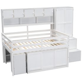 Full Size Wooden Loft Bed Big Storage With Under-Bed Desk, Drawers and Shelves 31 Full Size Wooden Loft Bed Big Storage With Under-Bed Desk, Drawers and Shelves
