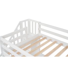 Twin Size Loft Bed Frame with Built-in Desk and Double Storage Drawers