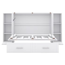 Full Size Murphy Bed with Shelves, Drawers and USB Ports