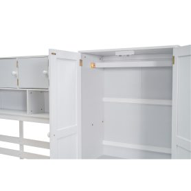 Full Size Wooden Loft Bed Big Storage With Under-Bed Desk, Drawers and Shelves 37 Full Size Wooden Loft Bed Big Storage With Under-Bed Desk, Drawers and Shelves