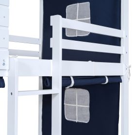 Twin Size Bunk Wood House Bed with Tent