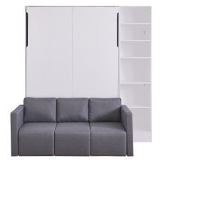 Full Size Murphy Bed With Sofa and Shelves