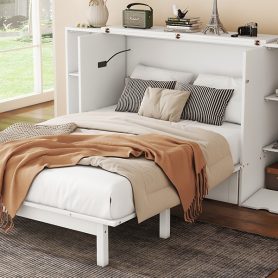 Full Size Murphy Bed with Shelves, Drawers and USB Ports