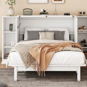 Full Size Murphy Bed with Shelves, Drawers and USB Ports