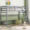 Twin Size High Loft Bed with inclined Ladder, Guardrails