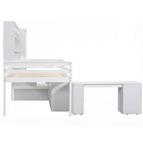 Full Size Wooden Loft Bed Big Storage With Under-Bed Desk, Drawers and Shelves 36 Full Size Wooden Loft Bed Big Storage With Under-Bed Desk, Drawers and Shelves
