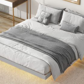 Queen Size Floating Bed with LED Lights Underneath