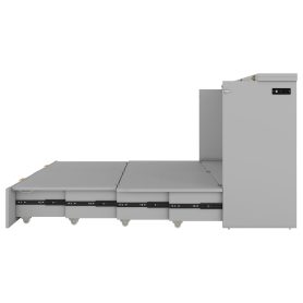 Full Size Murphy Bed with Drawer and a set of Sockets & USB Ports, Pulley Structure Design