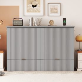 Full Size Murphy Bed with Drawer and a set of Sockets & USB Ports, Pulley Structure Design