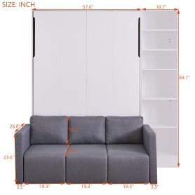 Full Size Murphy Bed With Sofa and Shelves
