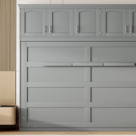 Full Size Murphy Bed Wall Bed with Top Cabinets