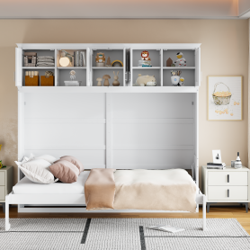 Queen Size Murphy Bed Wall Bed with Top Cabinets