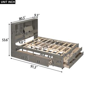 King Size Platform Bed With Storage Headboard And 8 Drawers