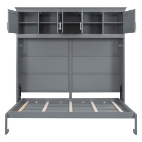 Full Size Murphy Bed Wall Bed with Top Cabinets