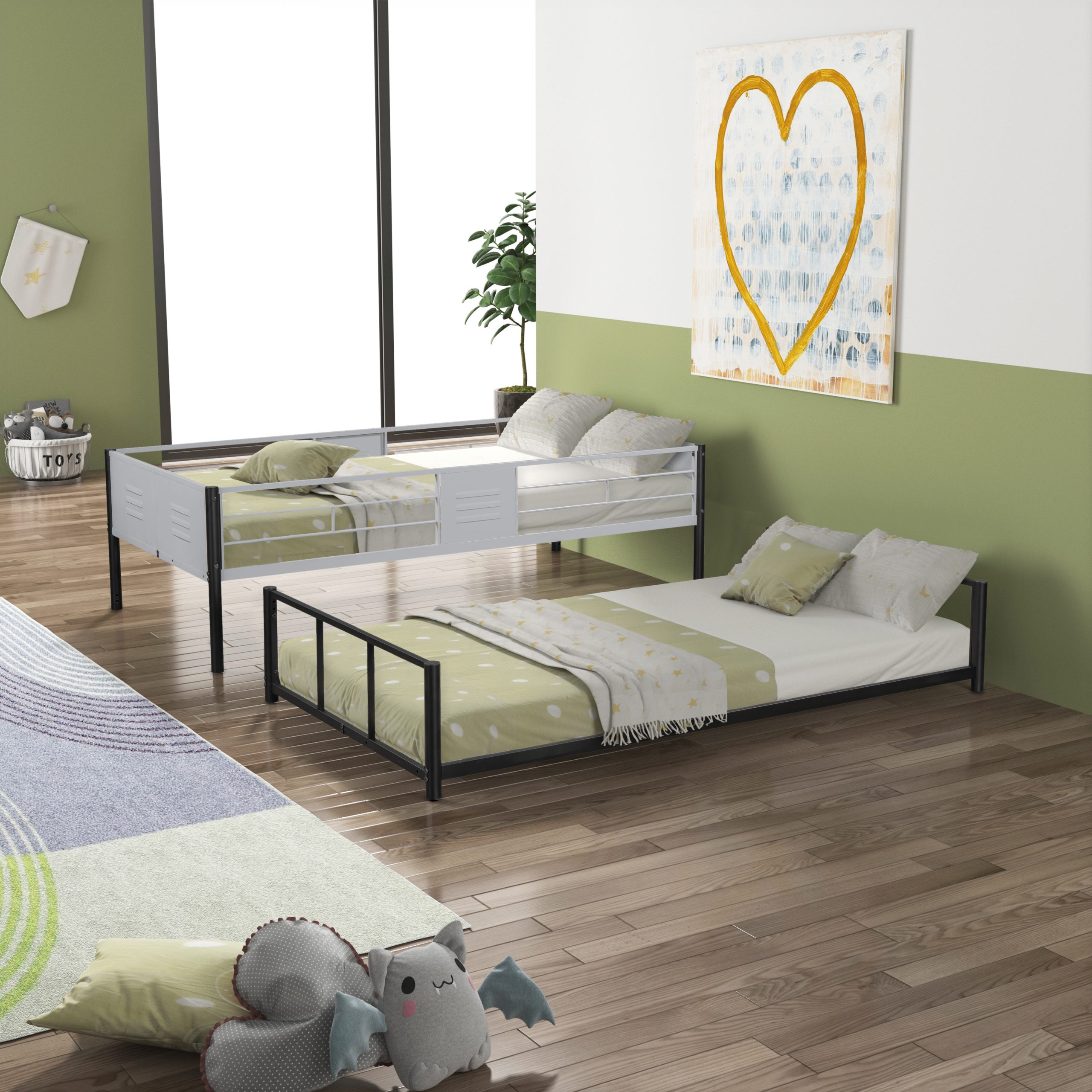 Metal Twin over Twin Bunk Bed with Vent Board 5 Metal Twin over Twin Bunk Bed with Vent Board