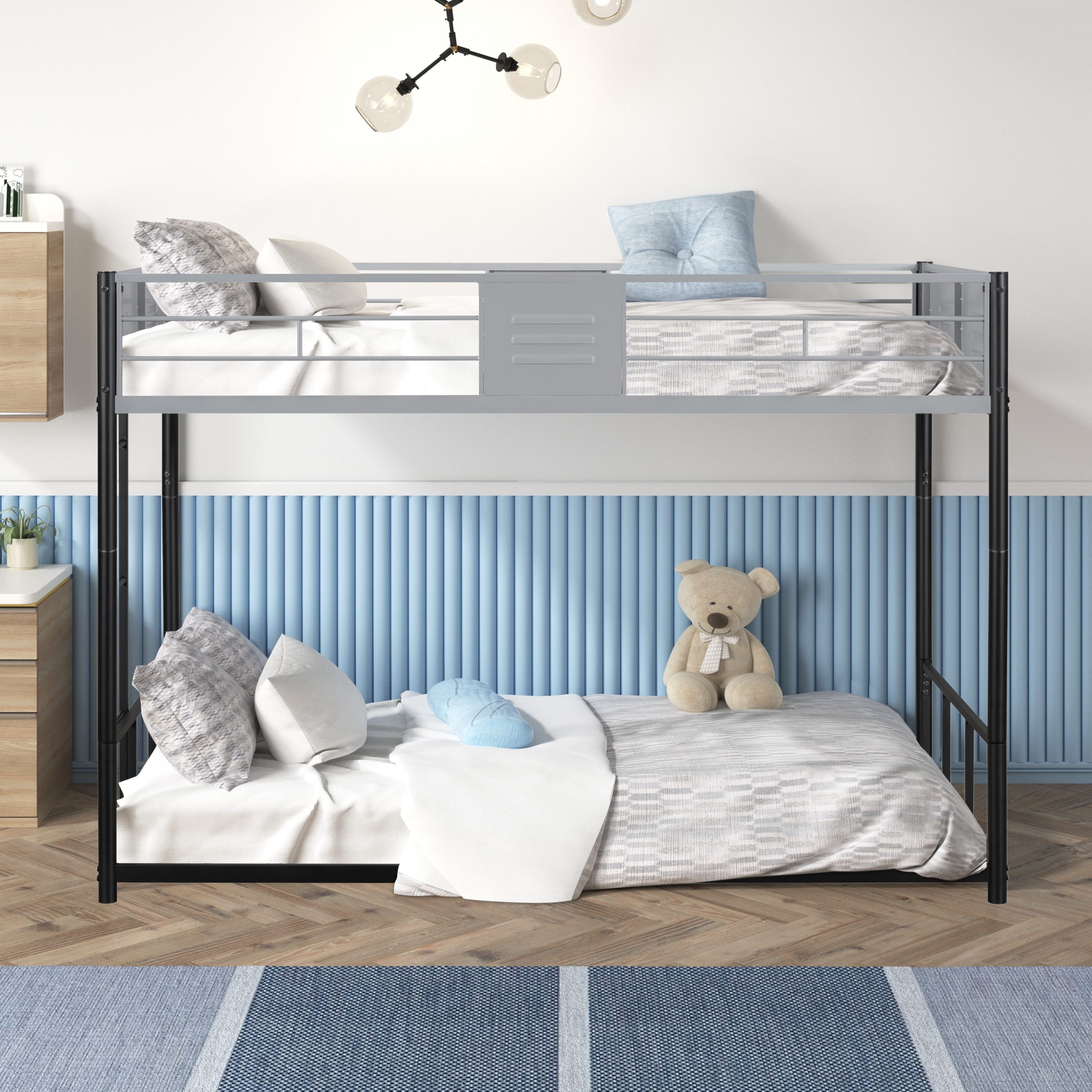 Metal Twin over Twin Bunk Bed with Vent Board 3 Metal Twin over Twin Bunk Bed with Vent Board