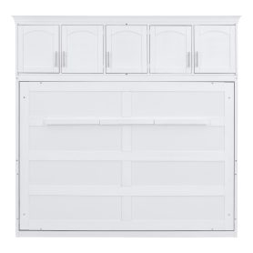 Queen Size Murphy Bed Wall Bed with Top Cabinets