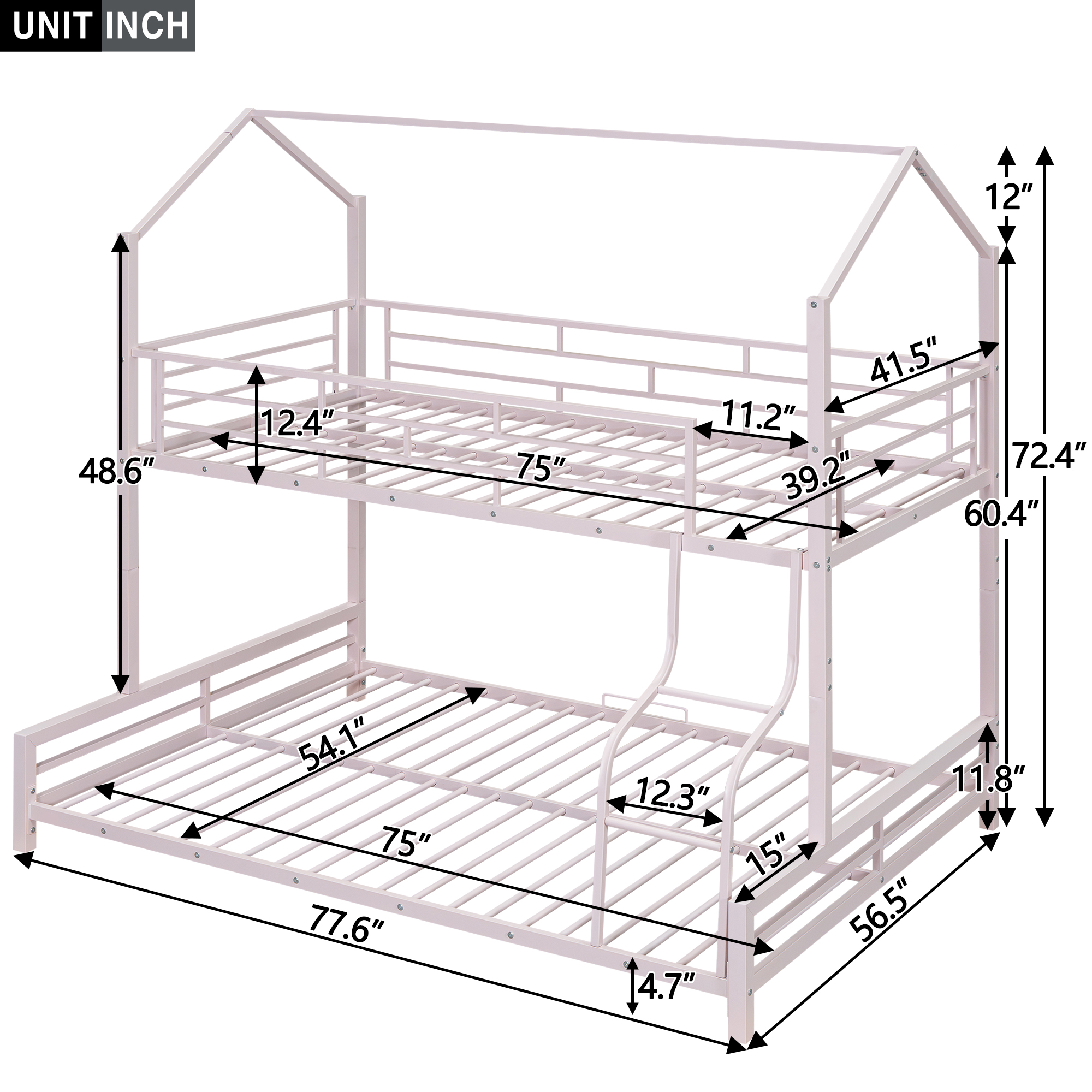 Metal House Twin Over Full Bunk Bed 7 Metal House Twin Over Full Bunk Bed