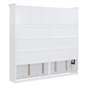 Queen Size Murphy Bed Wall Bed with Top Cabinets