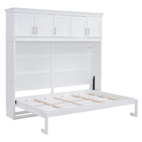 Queen Size Murphy Bed Wall Bed with Top Cabinets