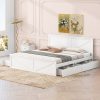King Size Platform Bed with Four Storage Drawers and Support Legs