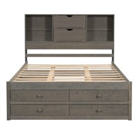 King Size Platform Bed With Storage Headboard And 8 Drawers