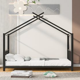 Twin Size Metal House Platform Bed