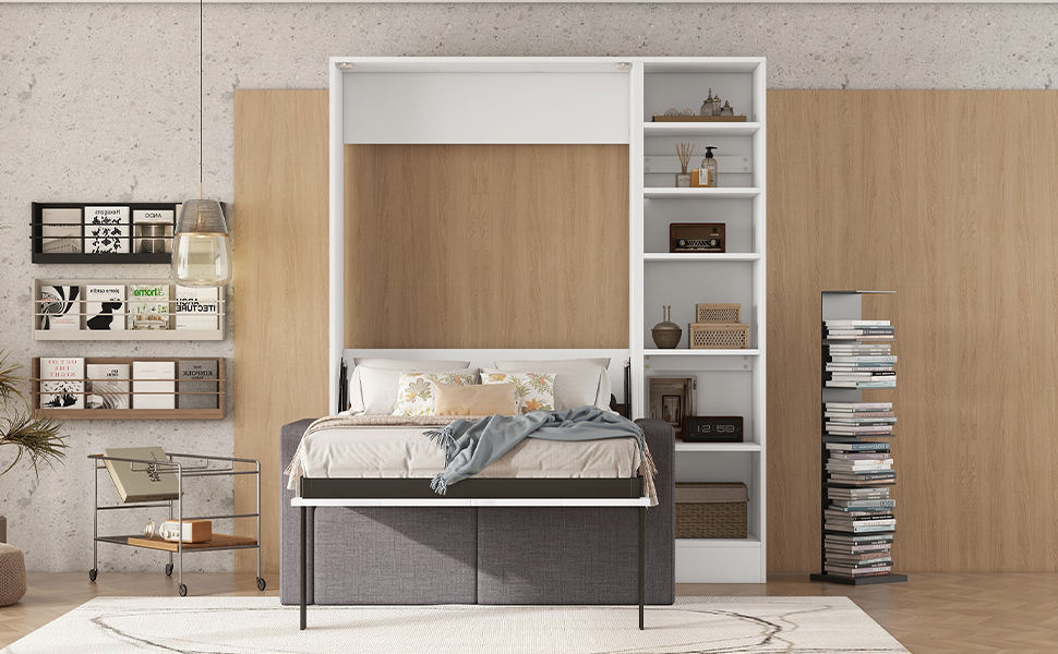 Twin Size Murphy Bed Wall Bed With Sofa and Shelves 5 Twin Size Murphy Bed Wall Bed With Sofa and Shelves