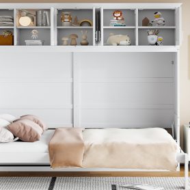 Queen Size Murphy Bed Wall Bed with Top Cabinets