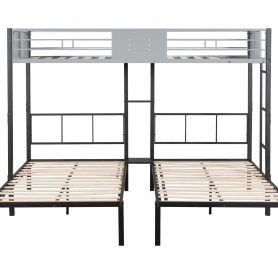 Triple Bunk Bed With Vent Board, Sturdy Metal Frame, and Noise-free Wood Slats