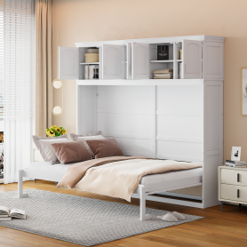 Queen Size Murphy Bed Wall Bed with Top Cabinets
