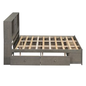 King Size Platform Bed With Storage Headboard And 8 Drawers