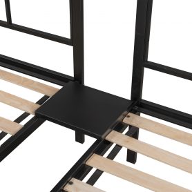 Triple Bunk Bed With Vent Board, Sturdy Metal Frame, and Noise-free Wood Slats