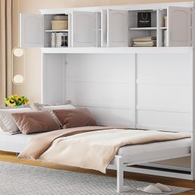 Queen Size Murphy Bed Wall Bed with Top Cabinets