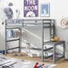 Twin High Loft Bed With Landing Platform, Ladders, Guardrails