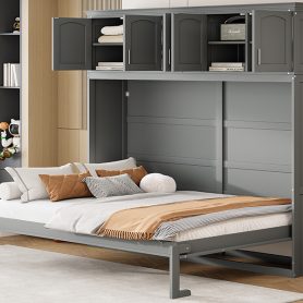 Full Size Murphy Bed Wall Bed with Top Cabinets