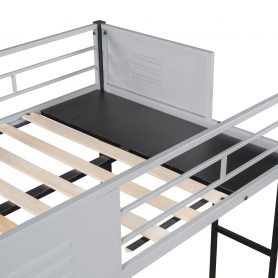 Triple Bunk Bed With Vent Board, Sturdy Metal Frame, and Noise-free Wood Slats