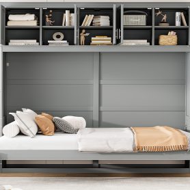 Full Size Murphy Bed Wall Bed with Top Cabinets