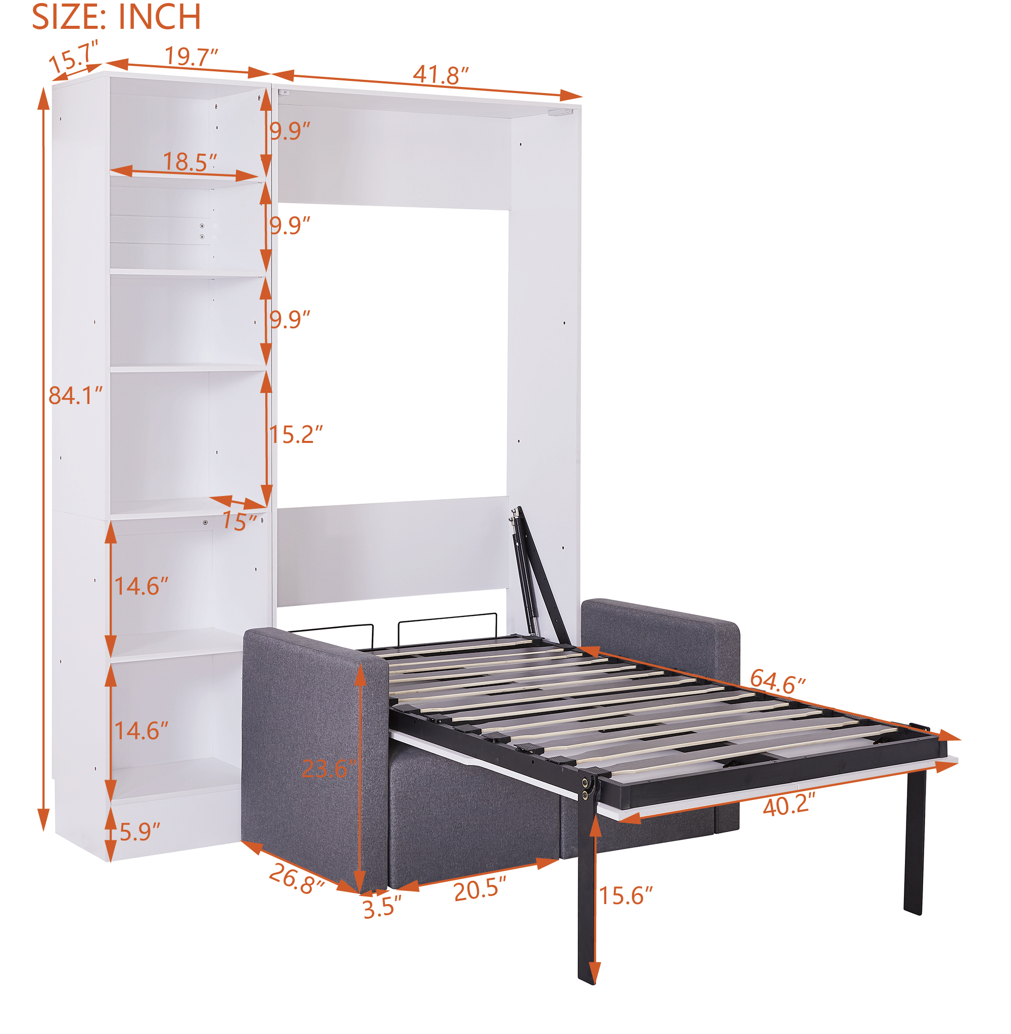 Twin Size Murphy Bed Wall Bed With Sofa and Shelves 9 Twin Size Murphy Bed Wall Bed With Sofa and Shelves