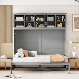 Full Size Murphy Bed Wall Bed with Top Cabinets