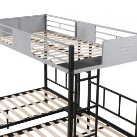 Triple Bunk Bed With Vent Board, Sturdy Metal Frame, and Noise-free Wood Slats
