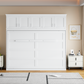 Queen Size Murphy Bed Wall Bed with Top Cabinets