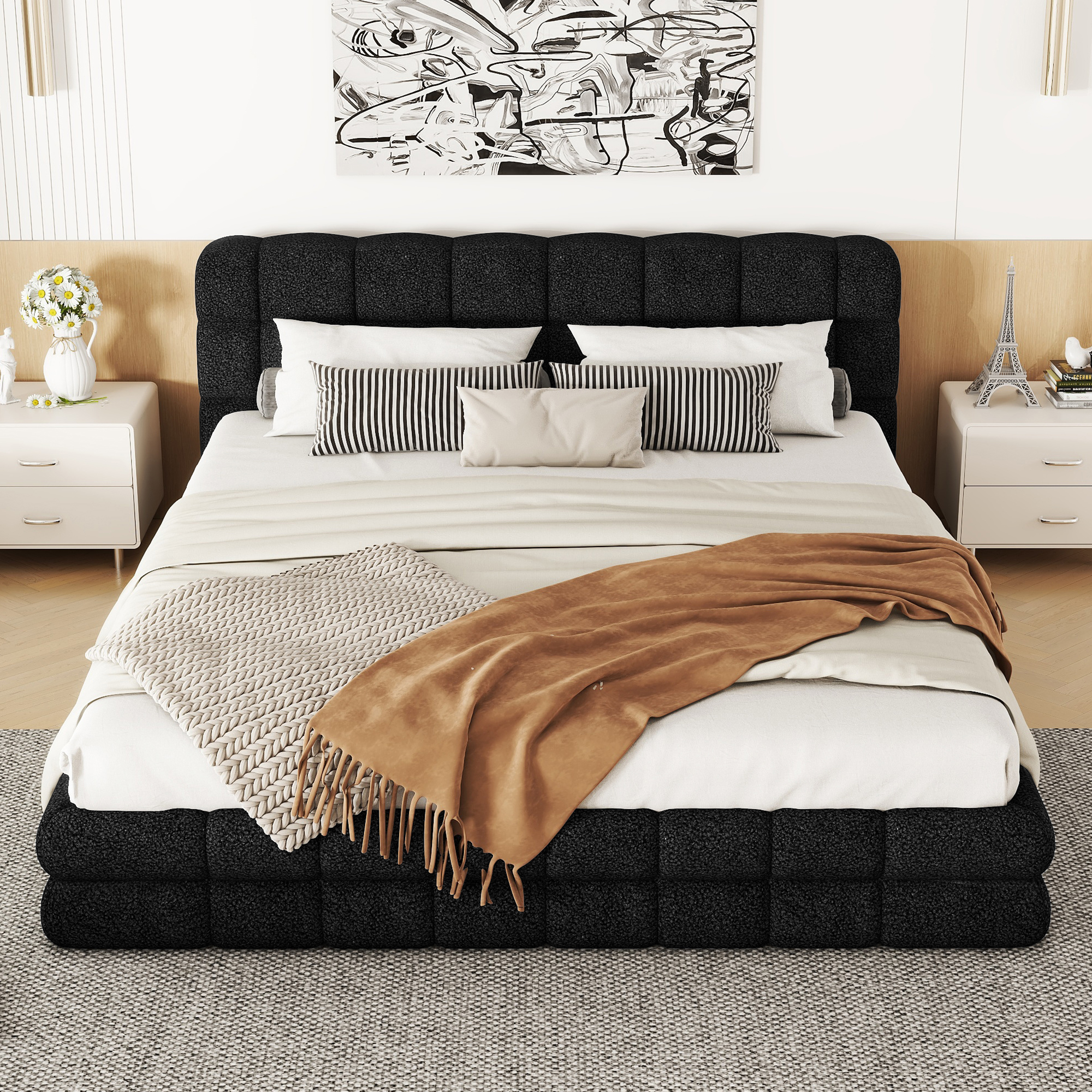 Queen Size Upholstered Platform Bed